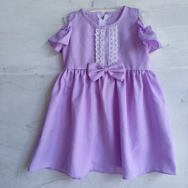 Dress anak girls 1 2 3 Tahun pita renda dada sabrina moscrepe ( Dress Pika)