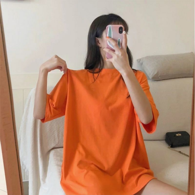 KAOS ONECK OVERSIZE/KAOS LEHER BULAT WANITA/KAOS BASIC LEHER BULAT