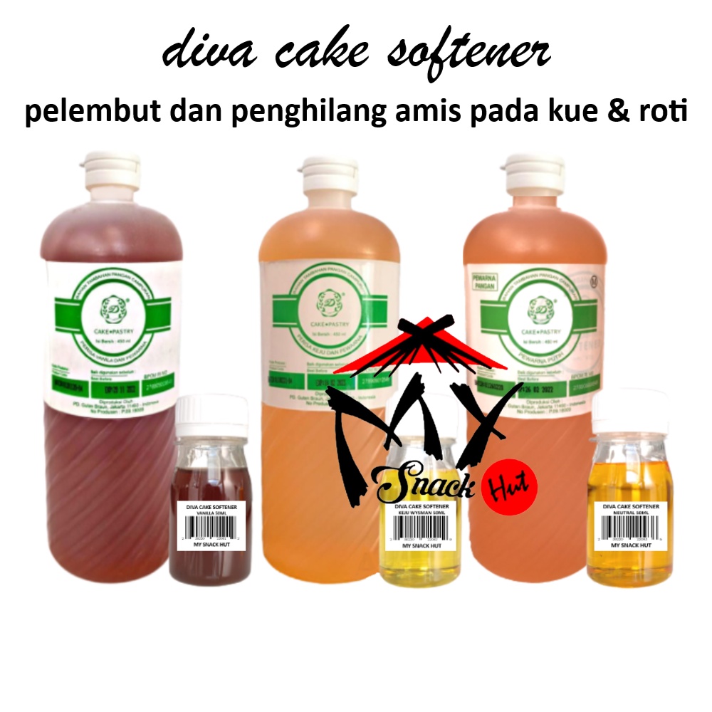 DIVA CAKE SOFTENER - PELEMBUT PENGEMPUK PENGHALUS ROTI NETRAL VANILLA KEJU PANDAN BOLU KUE SPONGE HALAL