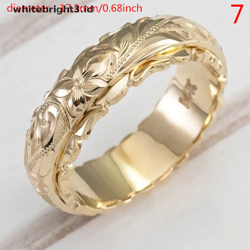 (whitebright3.id) Cincin Lapis Emas 14k Motif Ukir Bunga Untuk Wanita