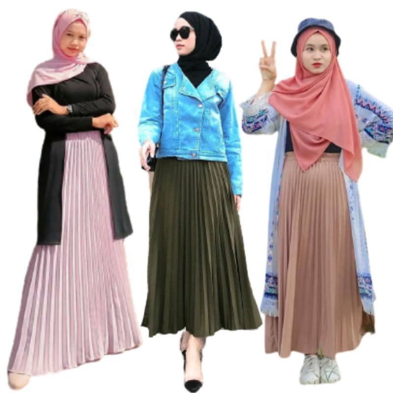 KIRANAOFFICIAL-( COD )Rok Plisket Mayung Pleated Maxi SKirt