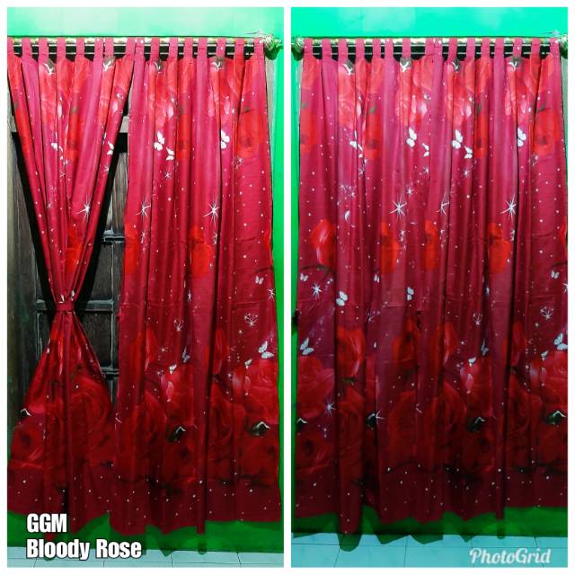 Gorden/korden/horden/tirai pintu dan jendela 120x200cm Bloody Rose