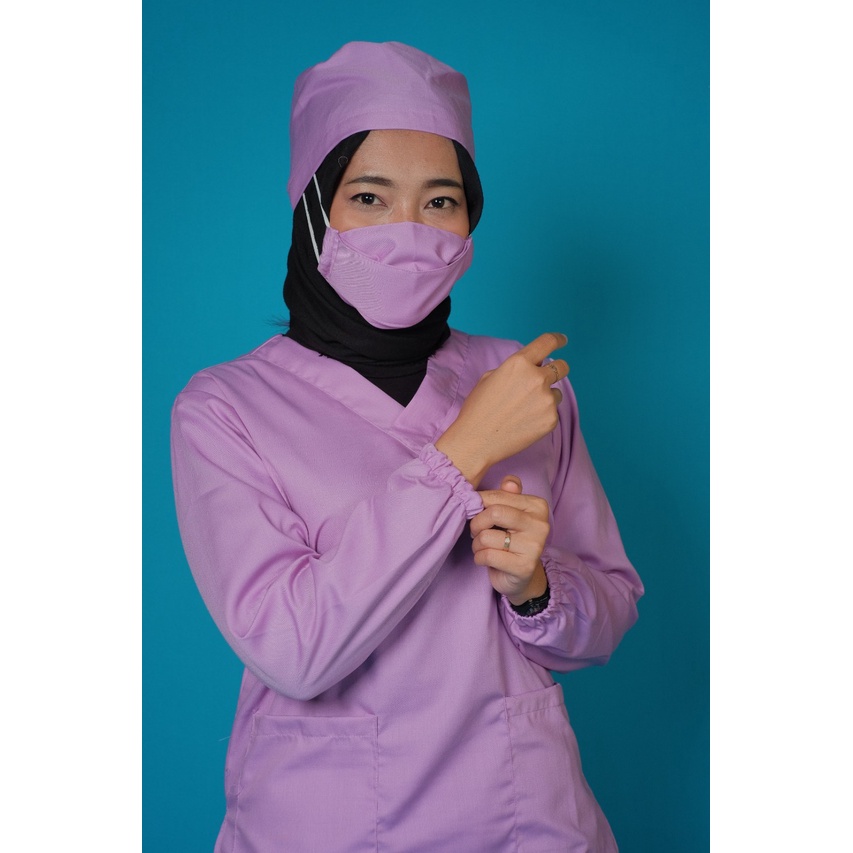 Baju Ok Oka LENGAN PANJANG KARET | Baju Jaga Perawat Dokter Nakes