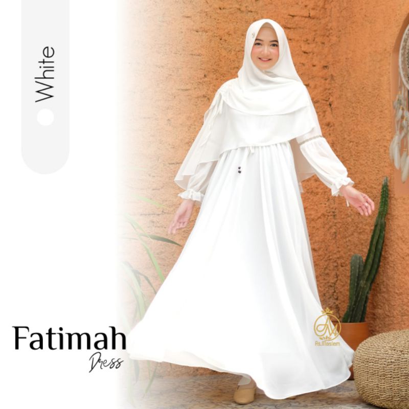 Gamis Cantik dan Elegan Fatimah Dress by As Moslem White (Putih)