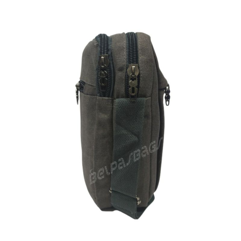 Tas selempang kanvas travel pouch tas bahu santai polo army