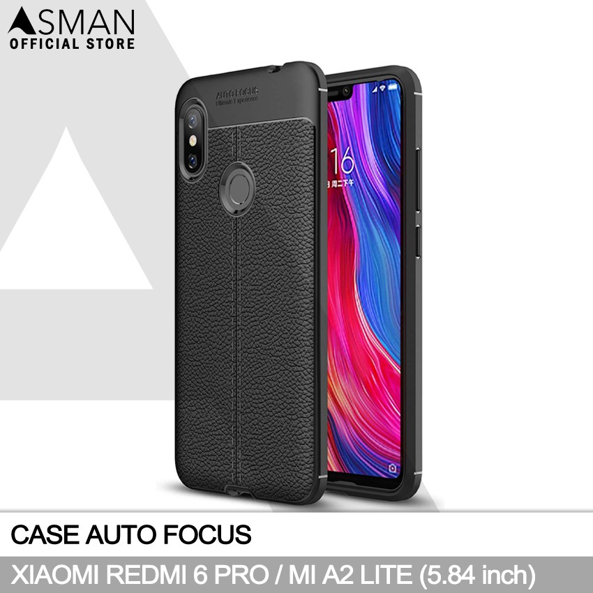 Auto Focus Xiaomi Redmi 6 Pro / Mi A2 Lite (5.84&quot;) | Soft Case Leather Premium - Hitam