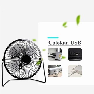 Kipas Angin USB Fan bahan Besi Kipas Mini Kipas A18 -Black