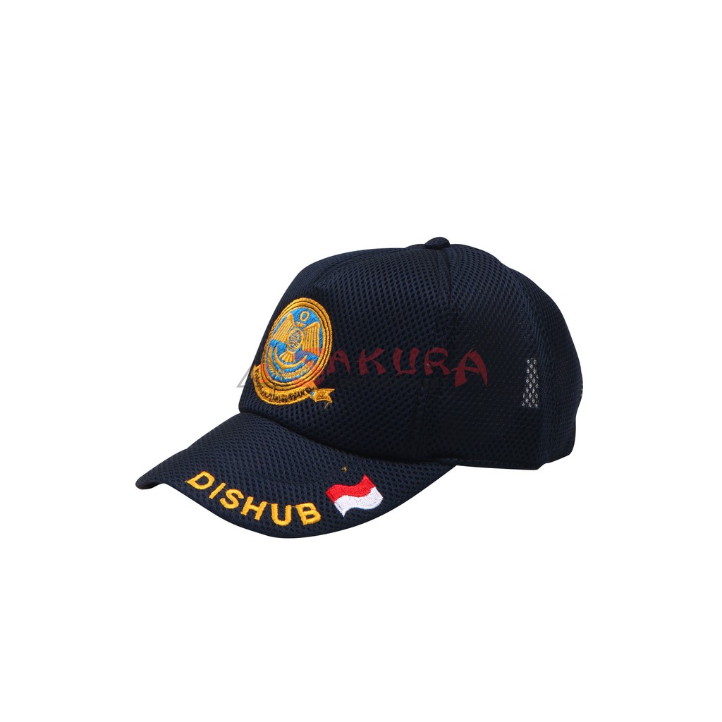 Topi Dishub Logo Merah Putih Biru Dongker Topi Jaring Dishub