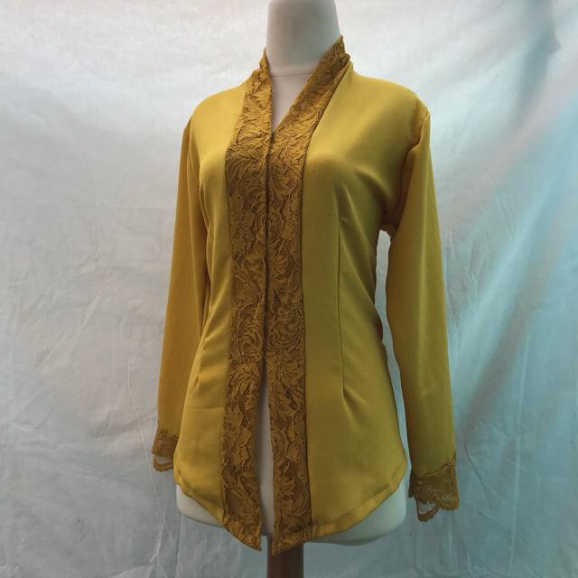 [COD] Kebaya | Kebaya bali | Kebaya kartini mix brokat | Kebaya encim modern | Kebaya wisuda-Kuning sandat