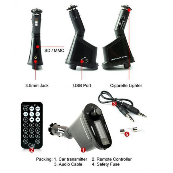 FM Modulator USB, MMC, LCD, Remote (FM Modulator Terbaik) Terbaik
