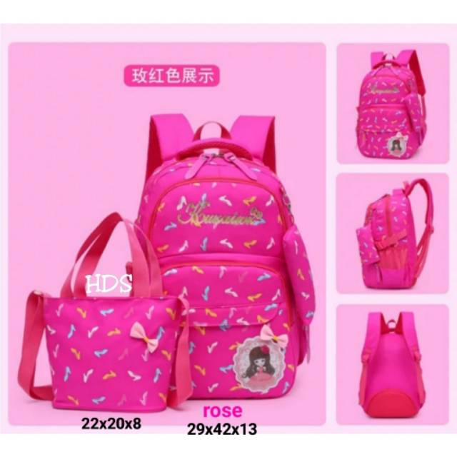 Fashion backpack 2in1 motif sepatu barbie hds