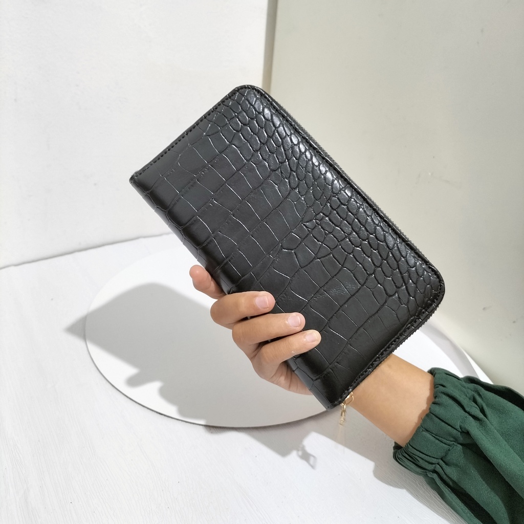 Dompet kulit sintetis panjang wanita remaja dewasa motif croco tempat hp uang kartu masa kini