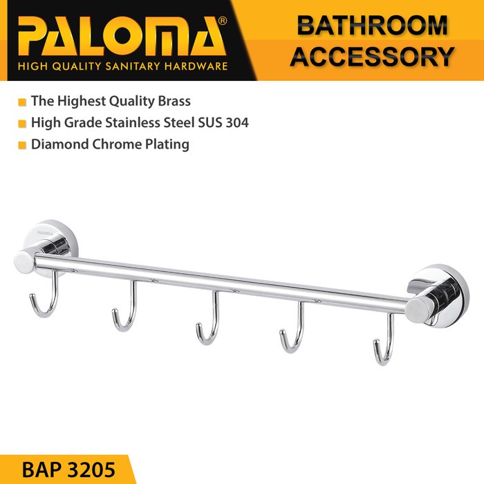 PALOMA BAP 3205 Kapstok Gantungan Baju Handuk Rak Hanger Mandi 5 Kait