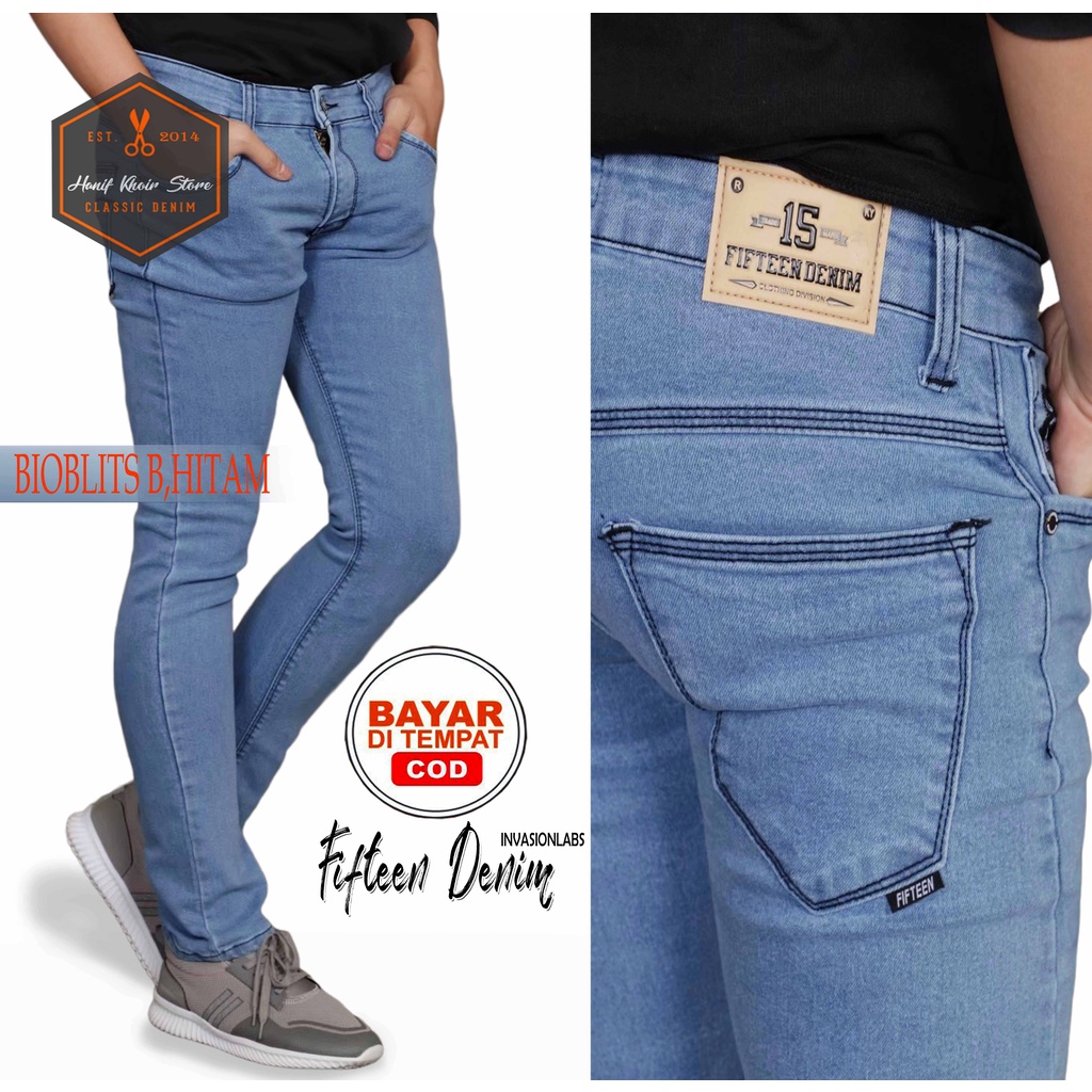 FIFTEEN DENIM - CELANA JEANS BIOBLITS PRIA/COWO/COWOK SLIMFIT MURAH DAN GROSIR