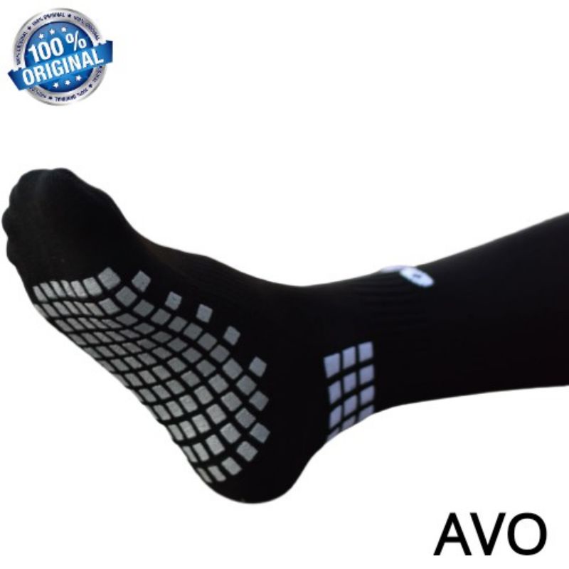 Kaos Kaki Avo Futsal Sepak Bola Anti Slip Pendek sebetis Hitam Putih Original