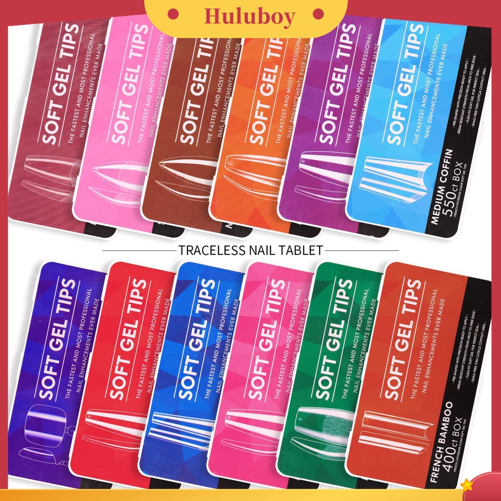 Huluboy Huluboy♡ 550pcs / 500 / 440Pcs / 400Pcs Kuku Palsu Transparan Bentuk Tangga Untuk Manicure