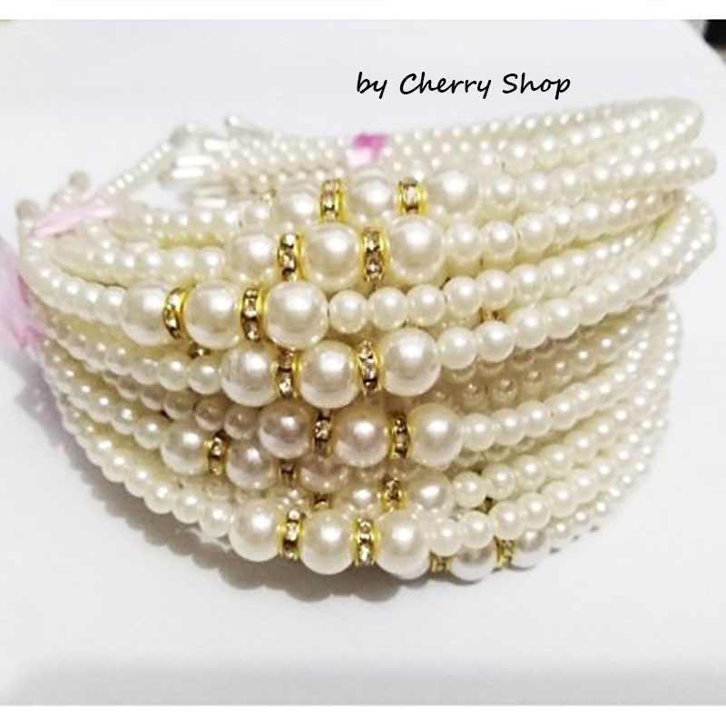 Bando Korea Mutiara Pearl Headband Korean Hair Band | Putih | Hitam