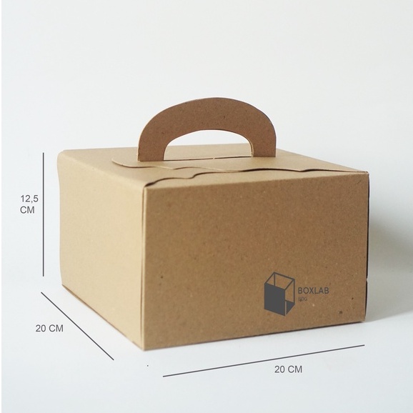 

Box Tenteng 20x20x12,5 cm , Handle Box, Dus Kue, Box Kraft Jinjing TB 2020125