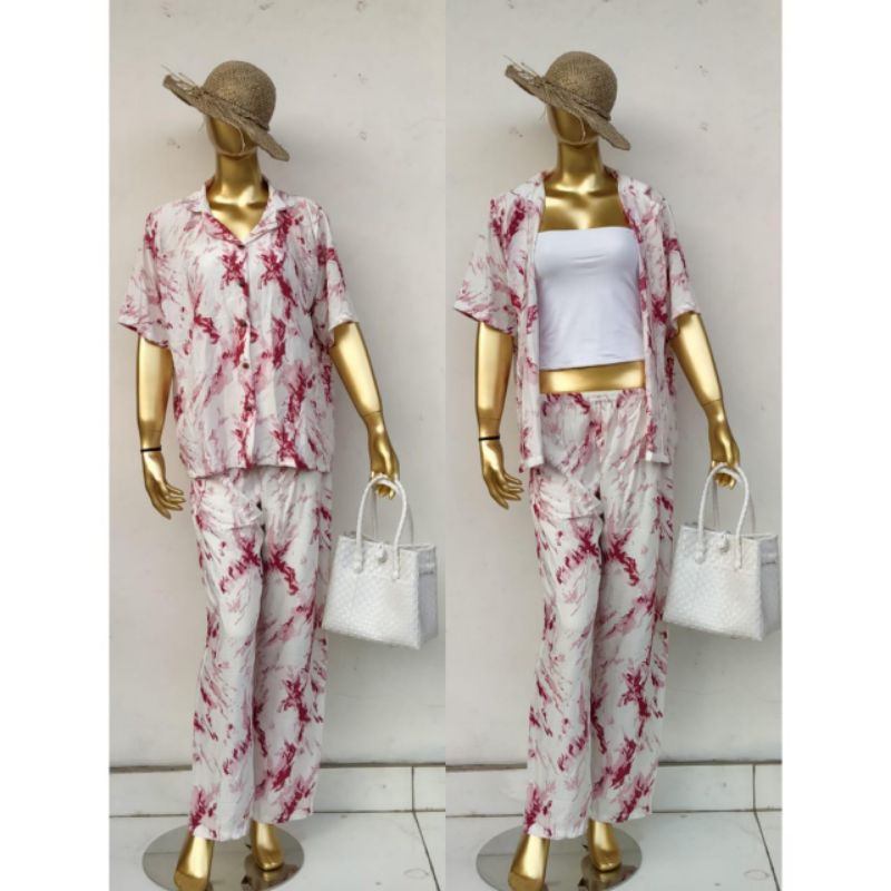 Set piyama tie dye lengan pendek