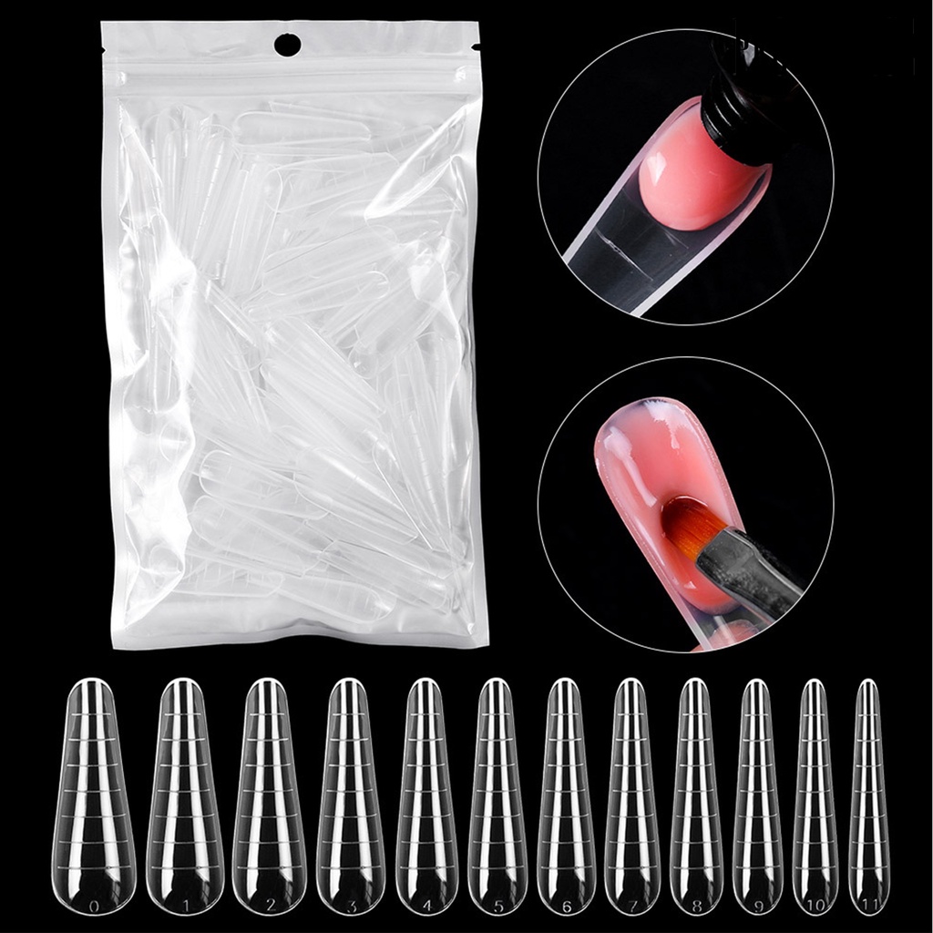 Providence 120Pcs/Set Graduated Artificial Nail Tips Extend Nails Transparent Extending Transparent Quick Building Nail Mold Tips for Manicure