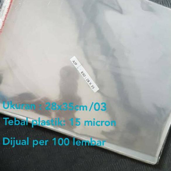 

Berkualitas Plastik bening tipis OPP Baju seal lem uk 28 x 35 cm / 03 tebal 15 micron isi 100 lembar ✔