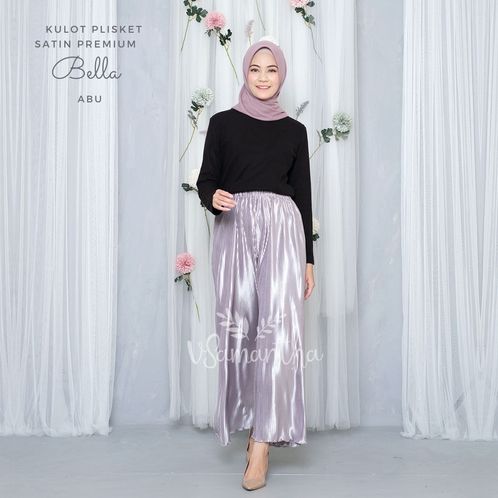 Celana Kulot Satin Plisket Premium Bella