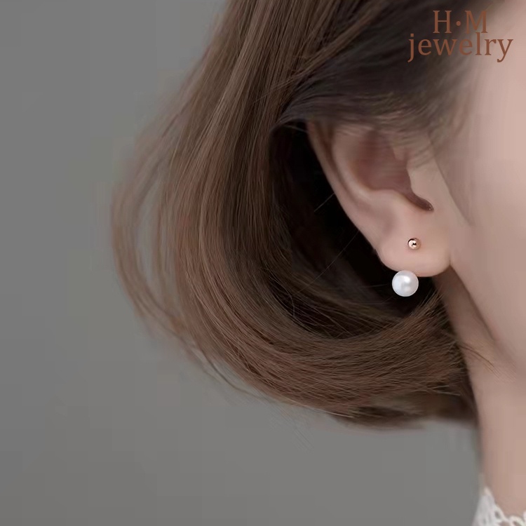 Anting Gantung Model Sekrup Twist Dengan Mutiara Gaya Retro Perancis Untuk Wanita