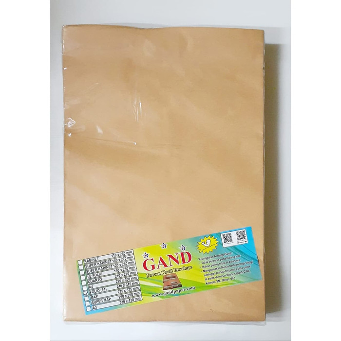 

AMPLOP COKLAT GAND FOLIO (F4) 240x345mm ISI 100 | KRAFT ENVELOPE