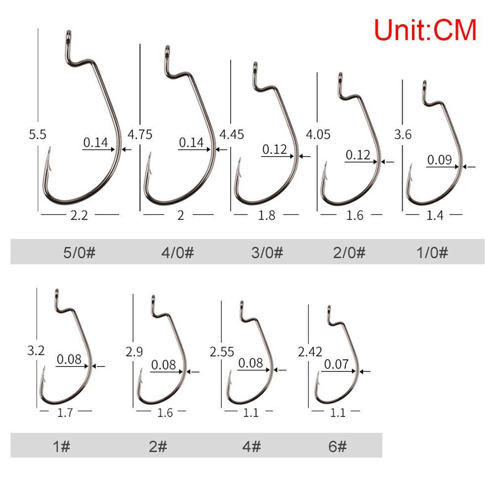 Top 10pcs Kail Pancing Offset Berduri Berduri Softjerk Hign Carbon Steel Worm Hook