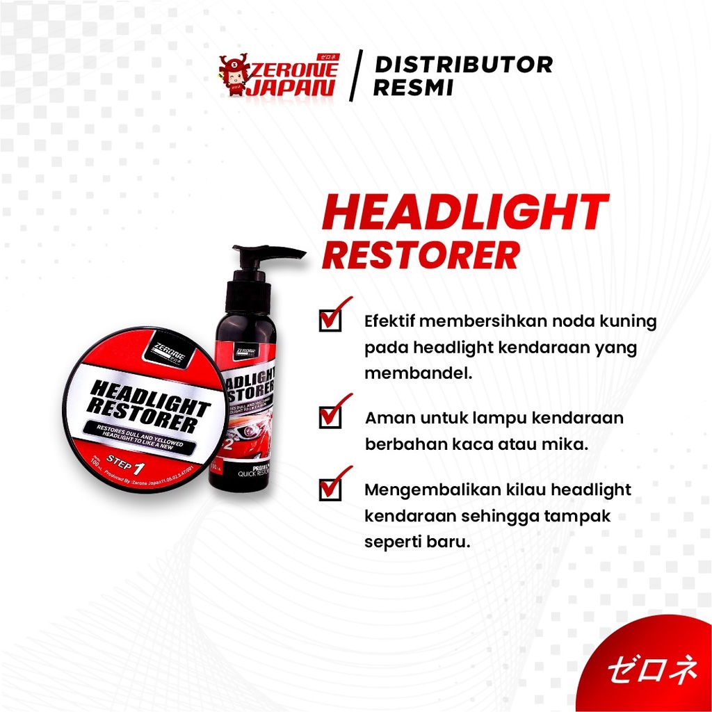 Paket Pengkilap Mika Lampu Mobil Buram untuk Headlamp- Zerone Headlight Restorer Diskon