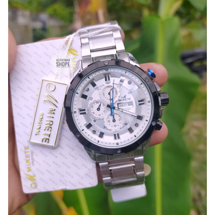 JAM TANGAN MIRETE SILVER PLAT OLAT HITAM TERBARU JAM TANGAN IMPORT PRIA TAHAN AIR, JAM TANGAN KASUAL PRIA MIRETE ORIGINAL JAM TANGAN COWOK TERLARIS MIRETE