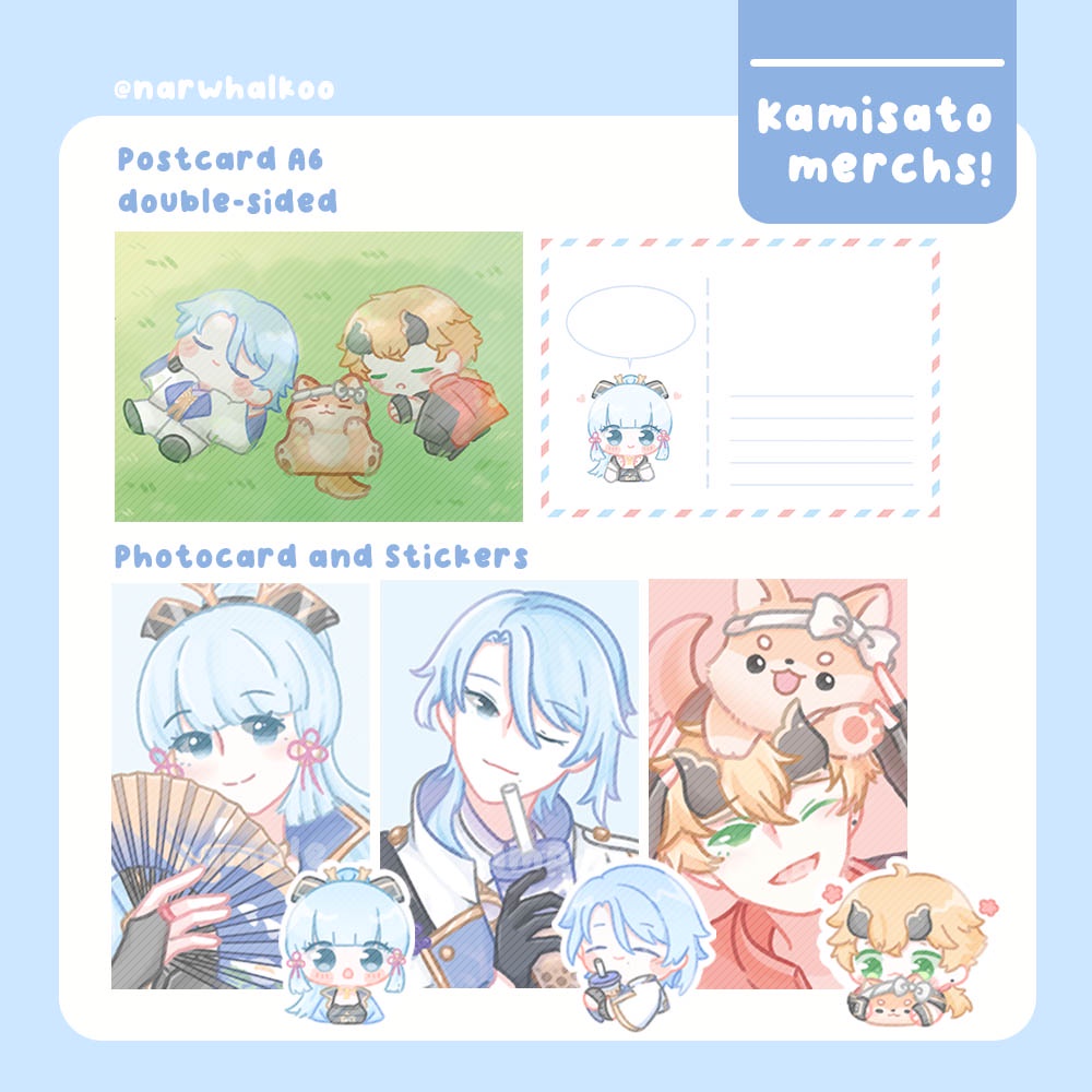Kamisato Photocard Postcard Sticker Genshin Fanmade Merch