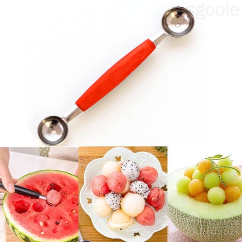 Sendok Scoop Kepala Ganda Stainless Steel Es Krim Bola Buah Melon Semangka Ice Cream