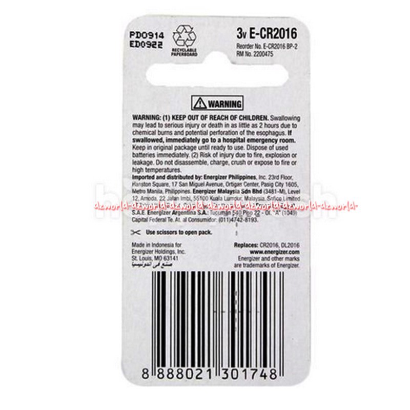 Energizer 2016 Circle Battery Baterai Batrai Bulat Isi 2pcs Tahan lama Enerziger