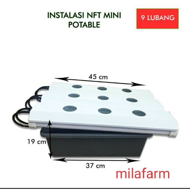 Instalasi hidroponik NFT mini potable mini green 9 lobang