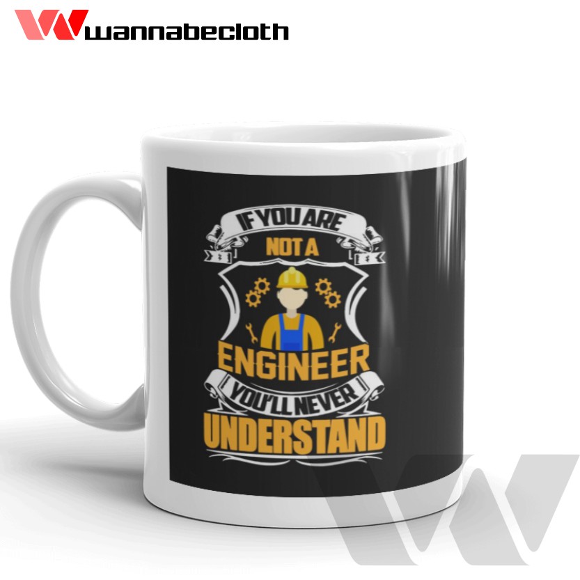 Gelas Mug Keramik Souvenir Hadiah Kado Mug Profesi Engineer Hitam