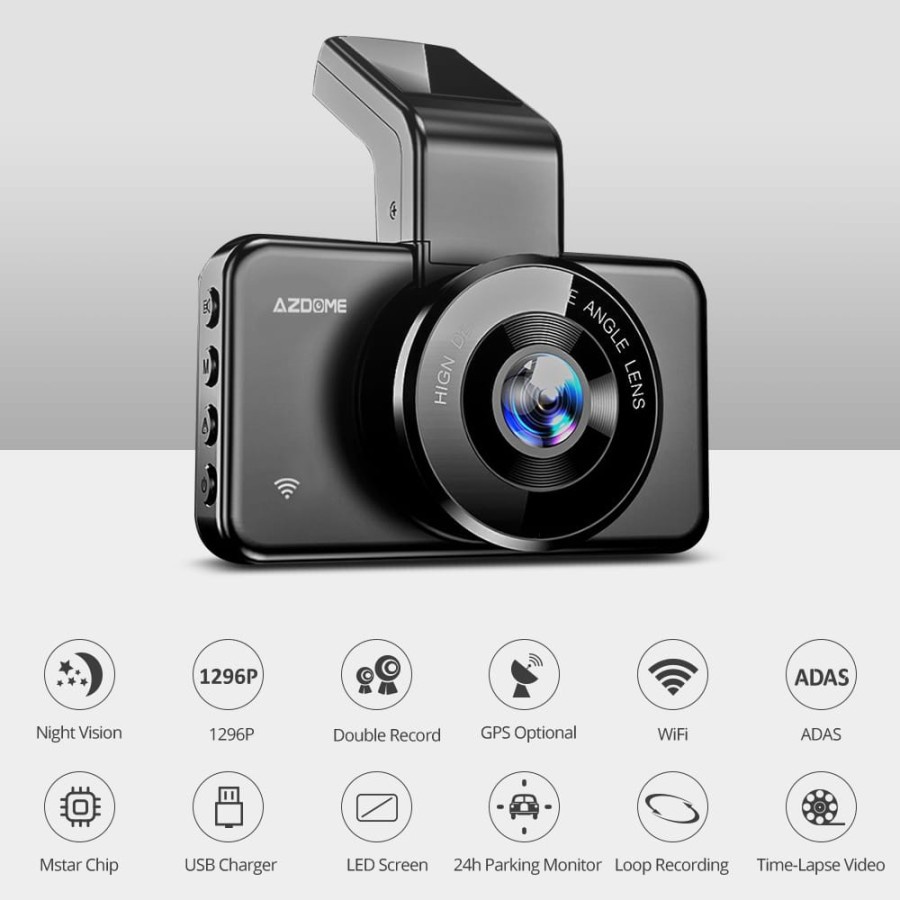 Azdome M17 Dashcam WiFi ADAS 24H Parking Monitoring Dual Camera HD