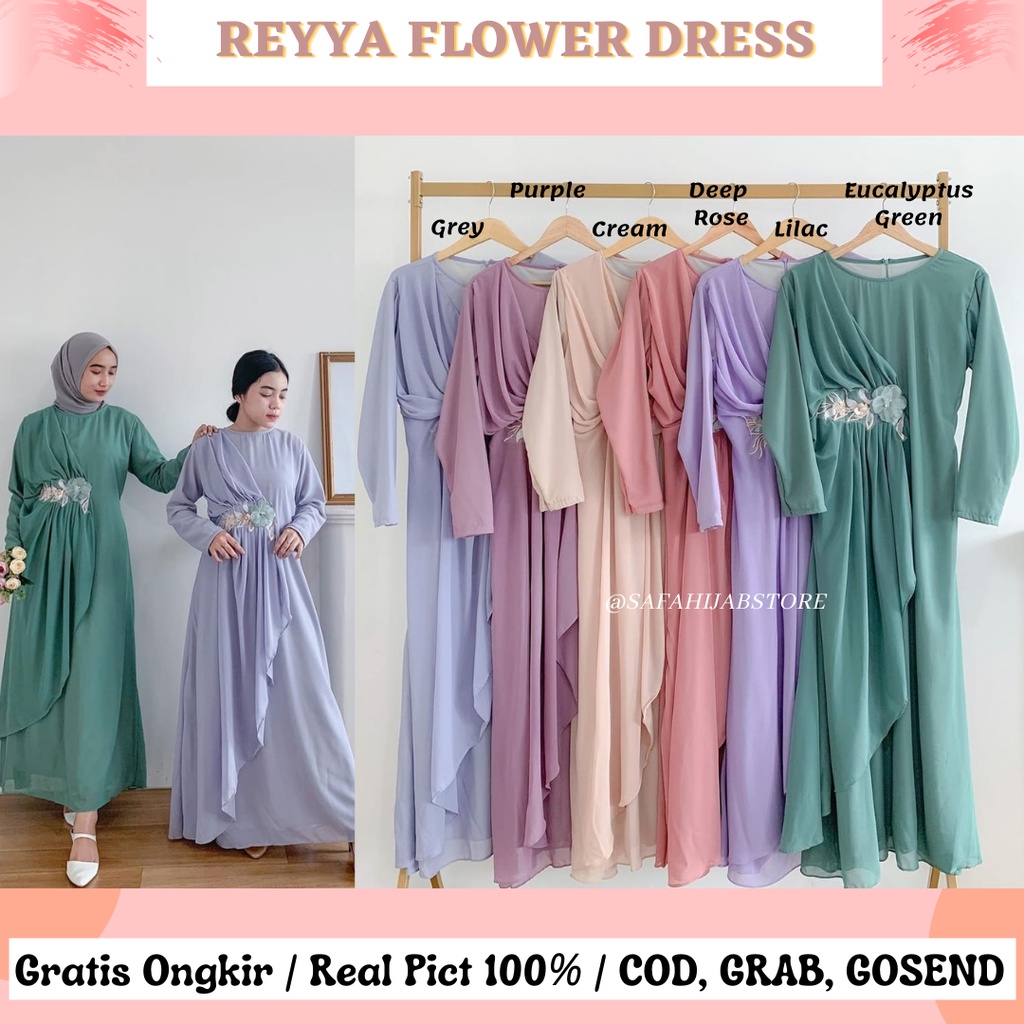 REYYA FLOWER DRESS / DRESS RAYA / DRESS LEBARAN / DRESS SERAGAMAN / DRESS KONDANGAN