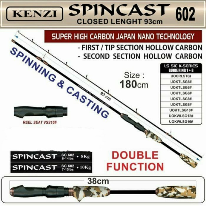 JORAN KENZI SPINCAST 602 CARBON...MURAH - Hitam 7 - 15 lb