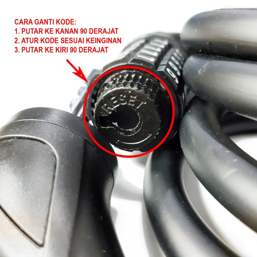 Gembok Sepeda Motor Helm Pager Kombinasi Kode Angka 5 Digit Kabel Baja Free Holder