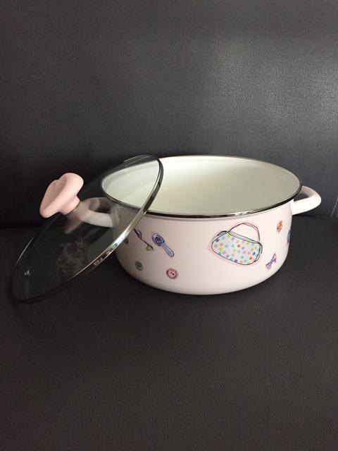 Panci, Dutch Oven Enamel Chefina D24cm W/glass Lid Beauty In The Kitchen