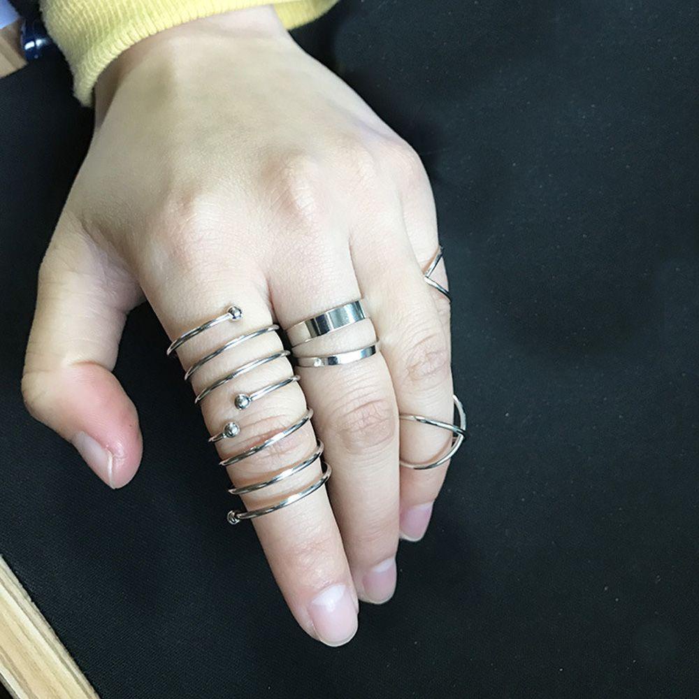 Needway Cincin Urban Silver Knuckle Amerika Serikat Meledak Bagian Kepribadian Wanita 6 Pcs/set