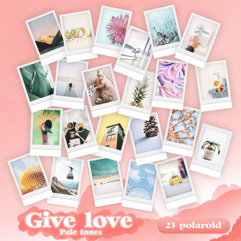 wall decor polaroid  Give love  pale tones ver 23 