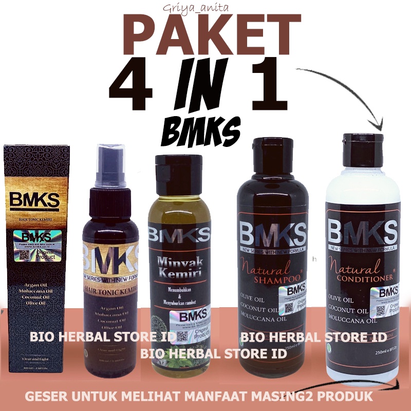 ORIGINAL Shampo BMKS PAKET 4 in 1 Penumbuh Rambut Maksimal