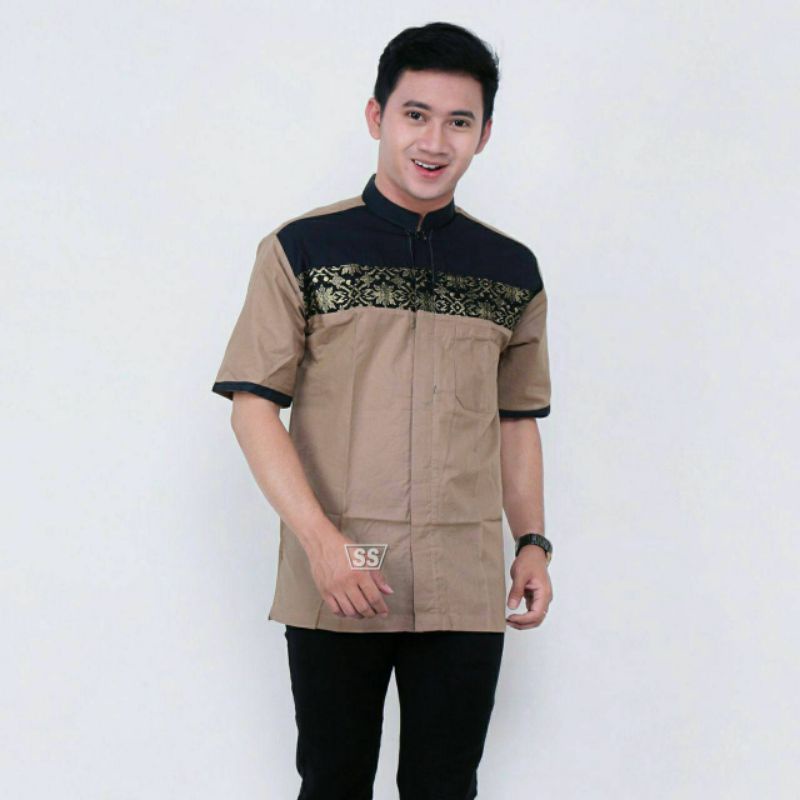 Baju Koko Kombinasi batik dan bordil