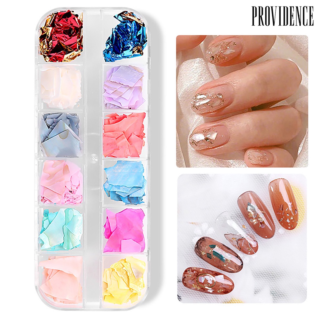 Providence 12 Mix Colors Shiny Charming Attractive Shell Nail Art Sequins for Party