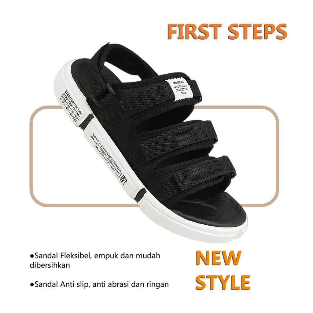 【100% IMPORT &amp; COD】- Sendal Gunung Pria Outdoor Japan Casual | Tali Belakang Yang Bisa Dilepas | Anti Slip Sole Sandal | Putih/Hitam - SIZE 39-46