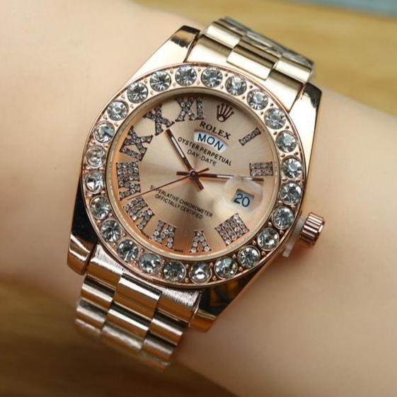 Jam Tangan Wanita Rolex Diamond Permata Model Original Hari Tanggal Star Seller Termurah