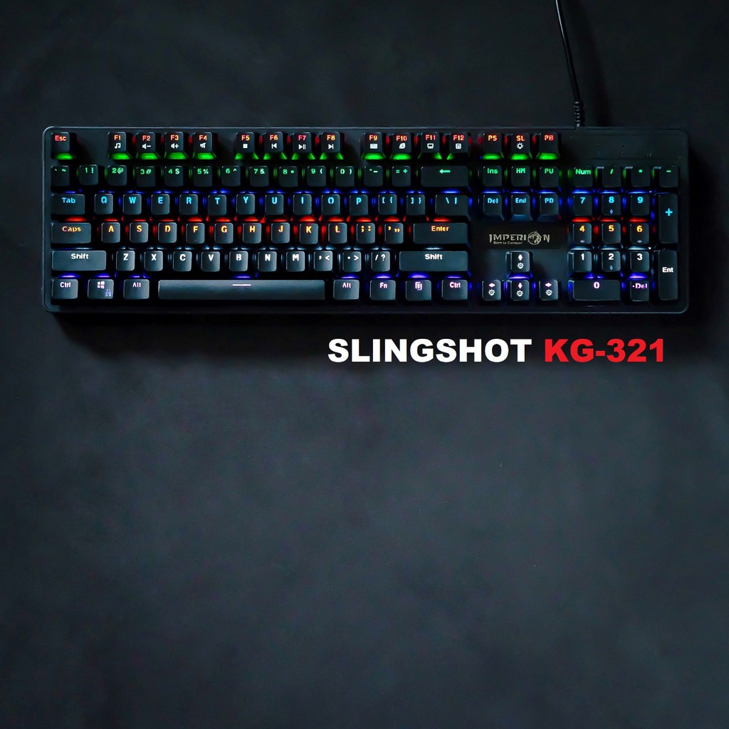 Keyboard gaming imperion usb wired mechanical 104 key slingshot kg-321