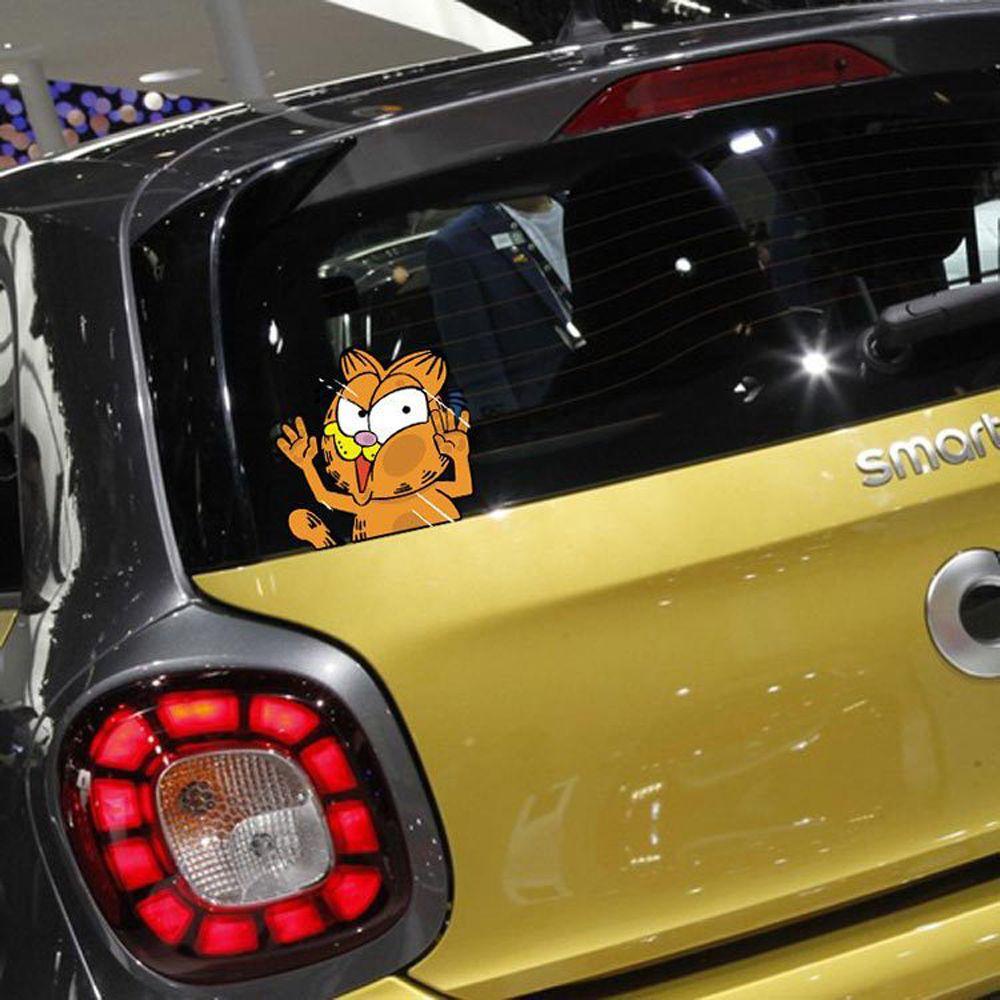 Rebuy Ada Muka Man Stiker Mobil Jendela Kaca Belakang Bagasi Laptop PVC Chihiro Garfield Stitch Batman Motor Decals Conan iron Man Spiderman Autos Window Decal